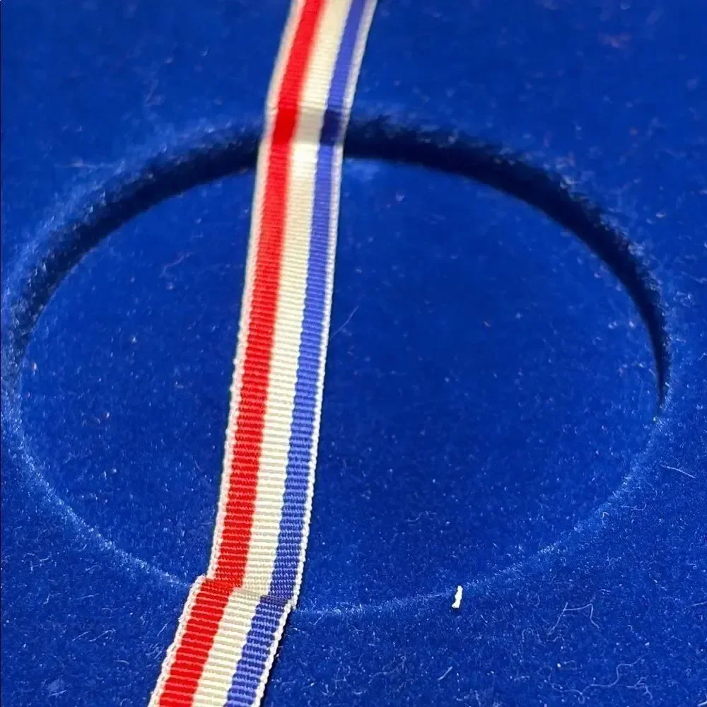 Blue large coin Display Case with Red White Blue Ribbon